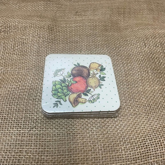 Vintage Vegetable Cork Backed Coasters Set of 4 - Picture 2 of 4